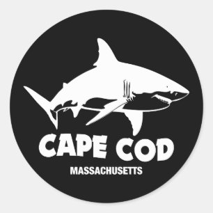 Scuba Diving Mit großen weißen Haien - Cape Cod Runder Aufkleber