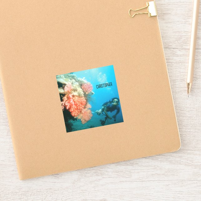 Scuba Diving Personalisiert Aufkleber (Notizbuch)