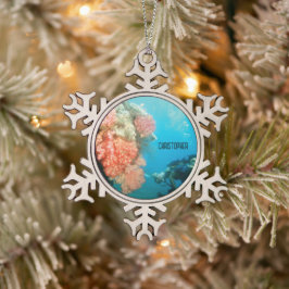 Scuba Diving Personalisiert Schneeflocken Zinn-Ornament
