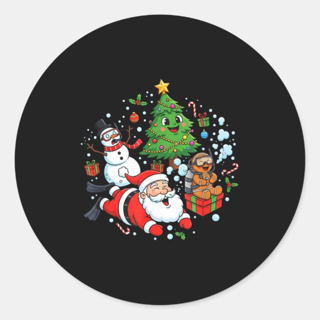 Scuba Diving Scuba Dive Diver Santa Snowman Christ Runder Aufkleber (Vorderseite)