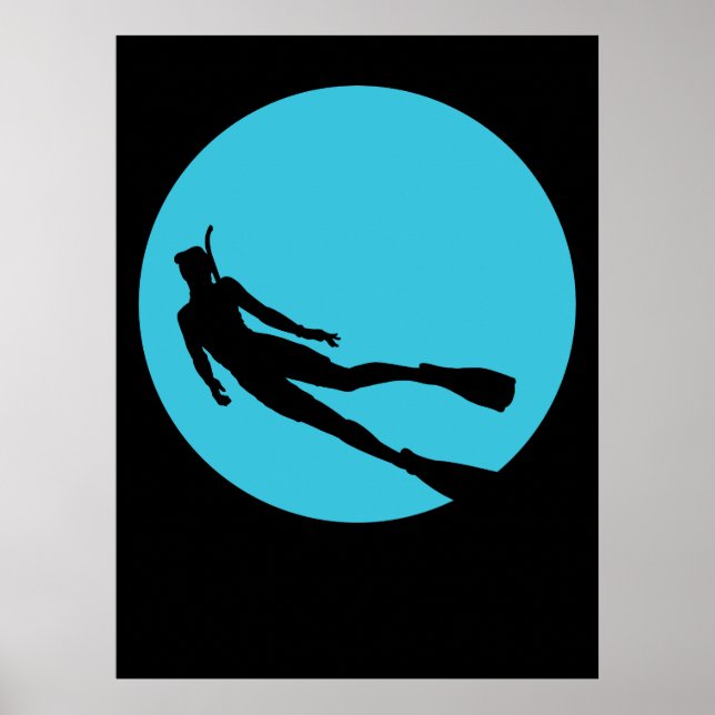 Scuba Diving Silhouette Poster (Vorne)