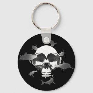 Scuba Diving Skull and Sharks Graphic Design Schlüsselanhänger