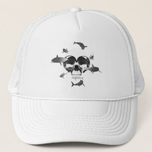 Scuba Diving Skull and Sharks Graphic Design Truckerkappe