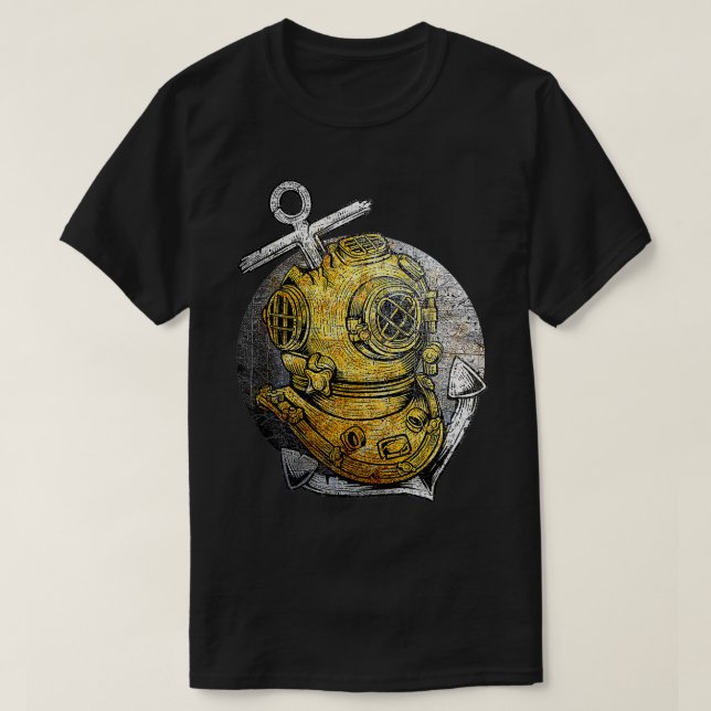 Scuba Diving Vintag Helm Diver T-Shirt (Design vorne)