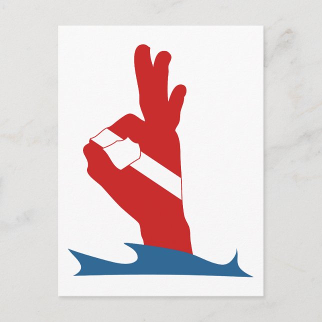 Scuba Flag OK-Zeichen Postkarte (Vorderseite)