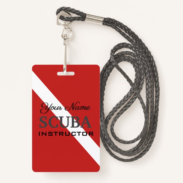 SCUBA INSTRUCTOR TAG FÜR ERFAHRENE DIVERE AUSWEIS (Vorderseite mit Schlüsselband)