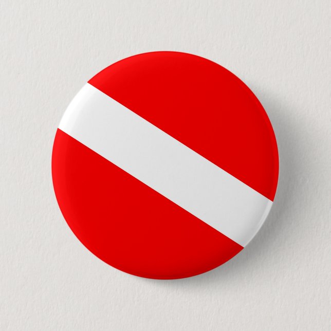 Scuba-Taucher-Symbol mit roter Diagonale Button (Vorderseite)