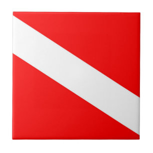 Scuba-Taucher-Symbol mit roter Diagonale Fliese