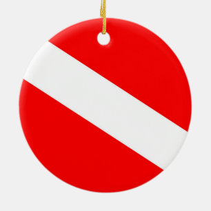 Scuba-Taucher-Symbol mit roter Diagonale Keramik Ornament