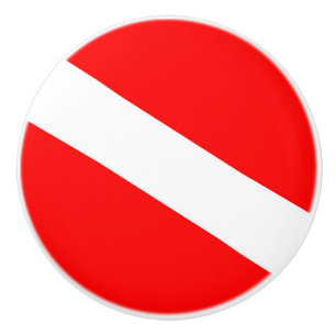 Scuba-Taucher-Symbol mit roter Diagonale Keramikknauf