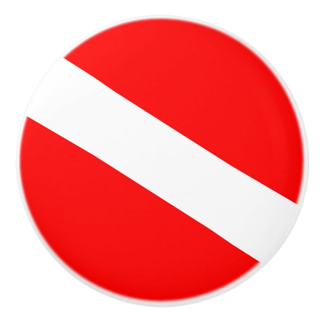 Scuba-Taucher-Symbol mit roter Diagonale Keramikknauf (Vorderseite)