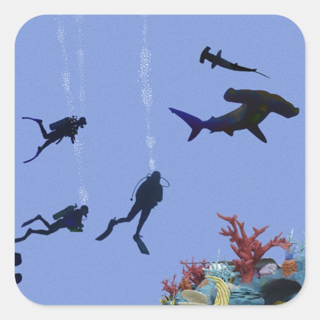 SCUBA-Traumaufkleber Quadratischer Aufkleber (Vorderseite)