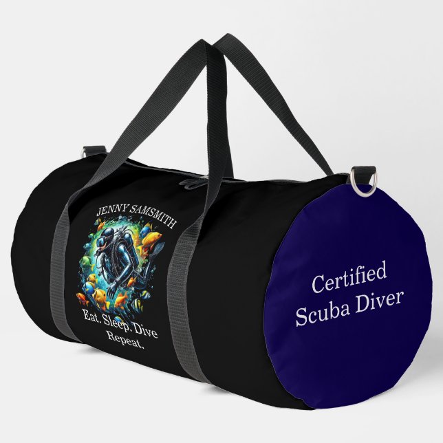 Scuba Vibes: Dive Life, Live Bold! Duffle Bag (Linke Ecke)