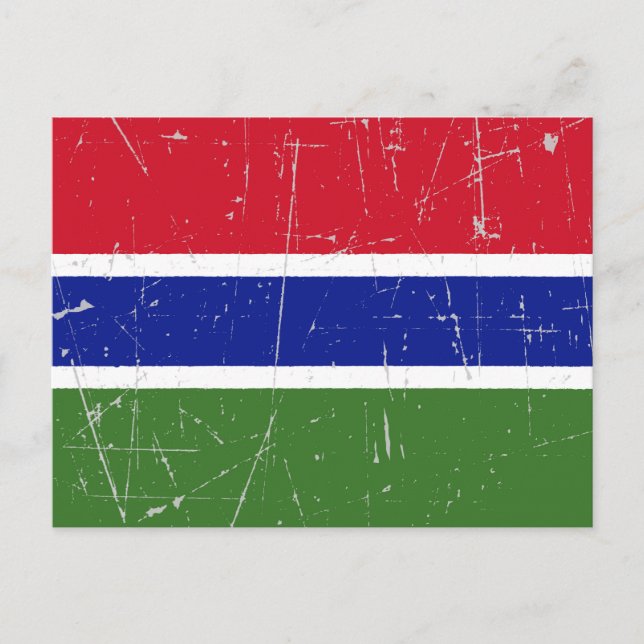 Scuffe und Scratched Gambia Flag Postkarte (Vorderseite)