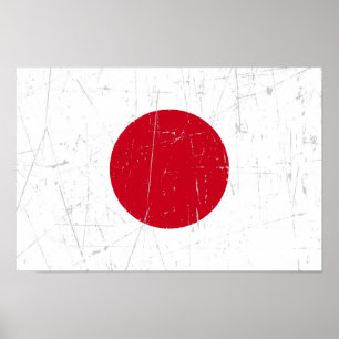 Scuffe und Scratched japanische Flagge Poster