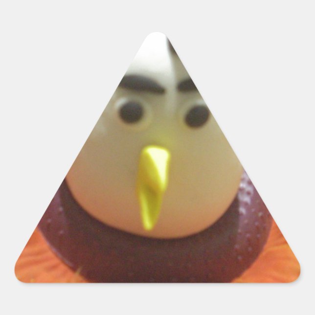 Sculpted Bird in Sunflower Art Print Dreieckiger Aufkleber (Vorderseite)