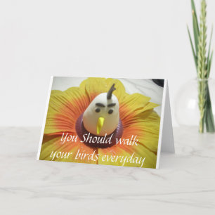 Sculpted Bird in Sunflower Art Print Karte