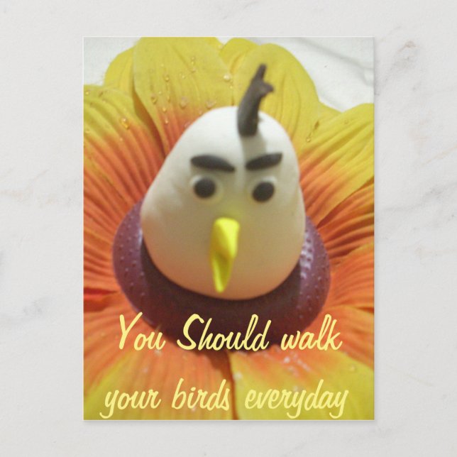 Sculpted Bird in Sunflower Art Print Postkarte (Vorderseite)