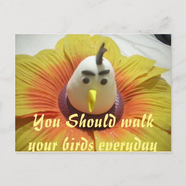 Sculpted Bird in Sunflower Art Print Postkarte (Vorderseite)