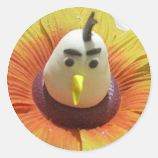 Sculpted Bird in Sunflower Art Print Runder Aufkleber (Vorderseite)