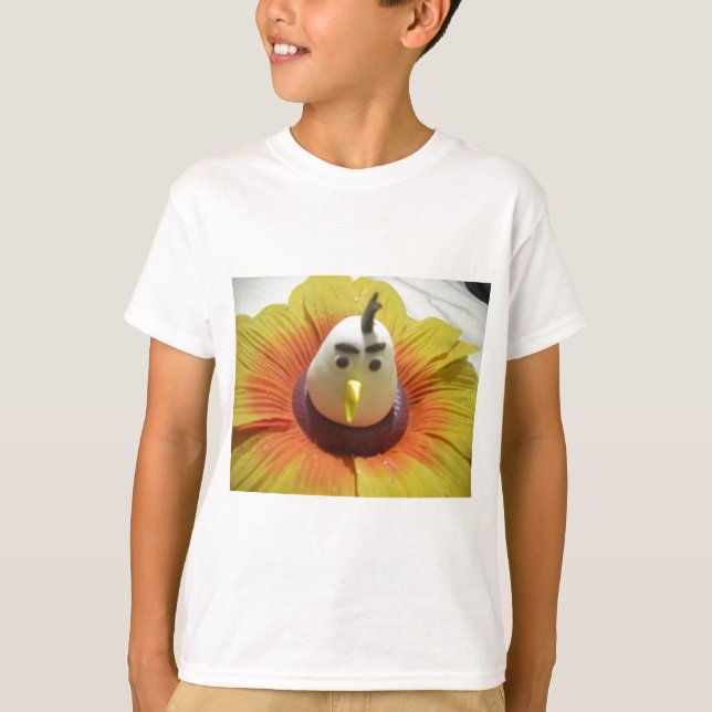 Sculpted Bird in Sunflower Art Print T-Shirt (Vorderseite)