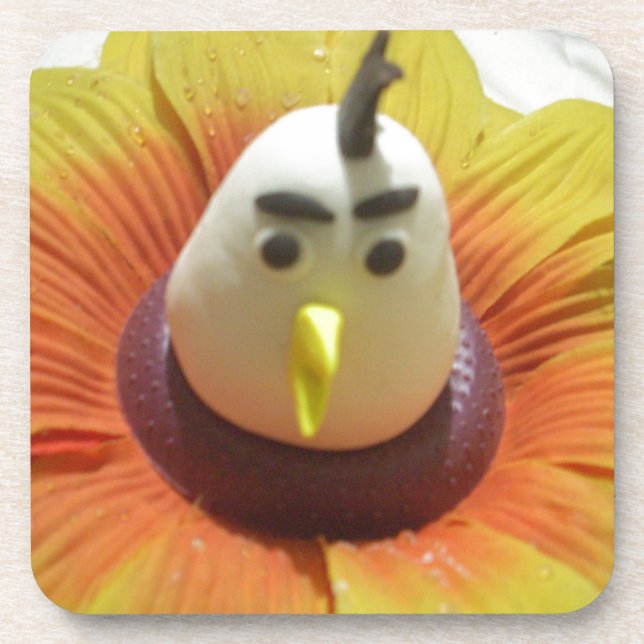 Sculpted Bird in Sunflower Art Print Untersetzer (Vorderseite)