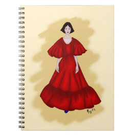 Sculptural Red Gown with Minimalist Mood Notizblock