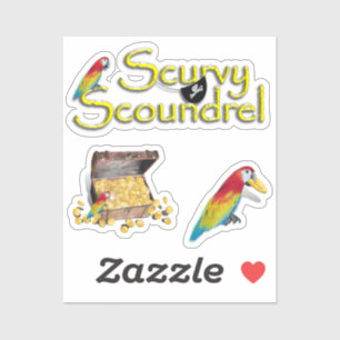 Scurvy Scoundrel! Papagei und Piratenpost Aufkleber