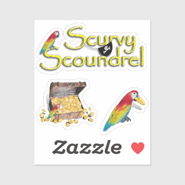 Scurvy Scoundrel! Papagei und Piratenpost Aufkleber (Blatt)