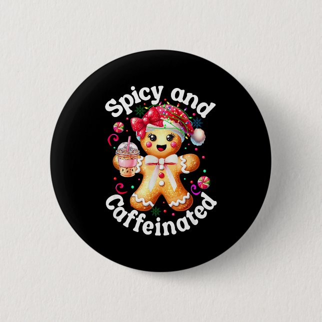 Scy And Caffeinated Coffee Cute Gingerbread Christ Button (Vorderseite)