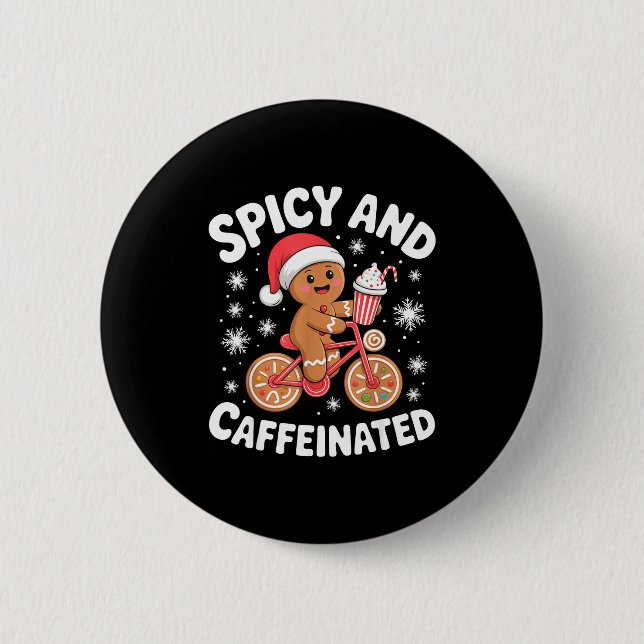 Scy And Caffeinated Gingerbread Funny Coffee Chris Button (Vorderseite)