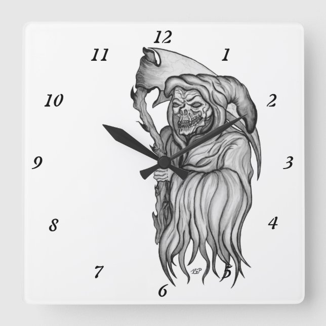 Scythe man - Der Tod, der grimmige Sensenmann Quadratische Wanduhr (Vorderseite)