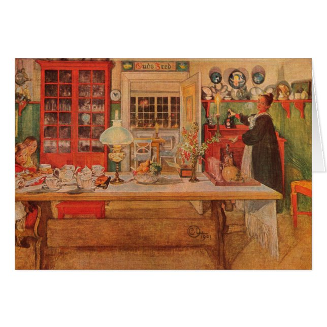 Se préparer pour un jeu de cartes par Carl Larsson (Devant horizontal)
