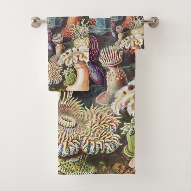 Sea Anemones, Actiniae Seeanemonen Ernst Haeckel Badhandtuch Set (Insitu)
