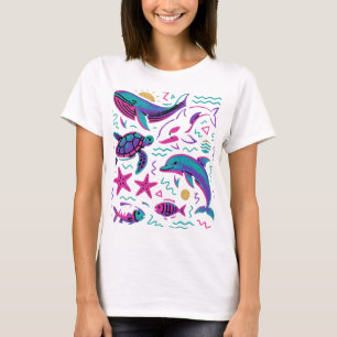 Sea Animal 90s Retro T-Shirt Baleine naturelle d