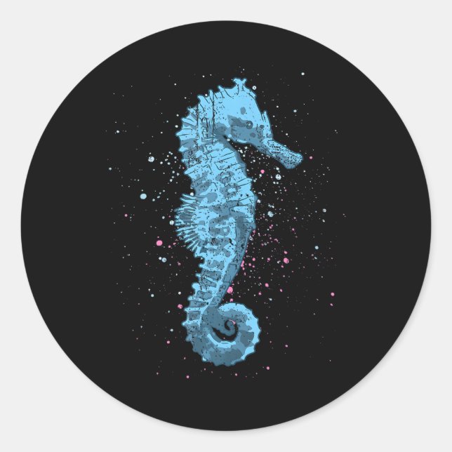 Sea Animal Lover Ocean Underwater Fish Seepferd Runder Aufkleber (Vorderseite)