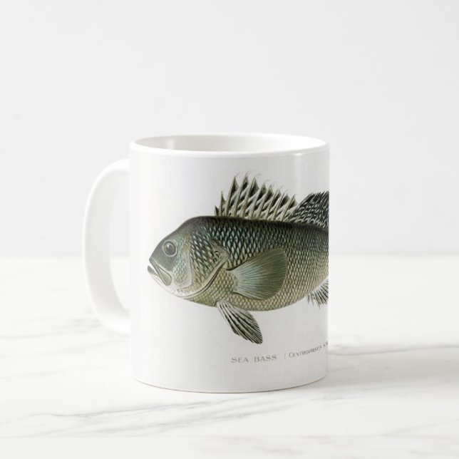 Sea Bass Fisherman-Tasse Kaffeetasse (Vorderseite Links)