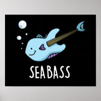 Sea Bass Funny Bass Guitar Fish Puck Dark BG