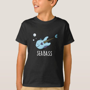 Sea Bass Funny Bass Guitar Fish Puck Dark BG T-Shirt