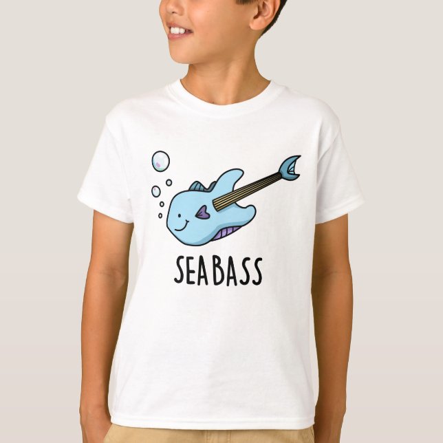 Sea Bass Funny Bass Guitar Fish Puff T-Shirt (Vorderseite)