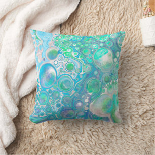 Sea Blue Abstrakt Bubbles Kissen