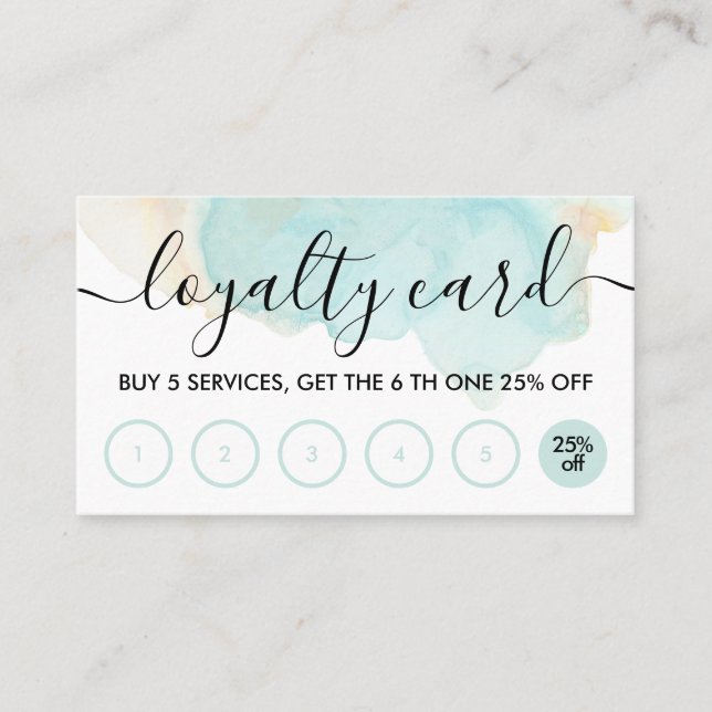 Sea Blue Aquamarin Simple Ombre Loyalty Bakery Visitenkarte (Vorderseite)