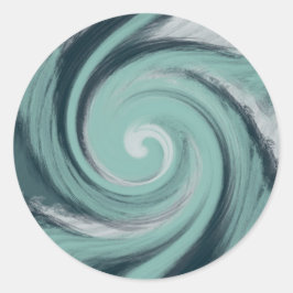 Sea Blue Green Ocean Storm Spiral Wave Runder Aufkleber