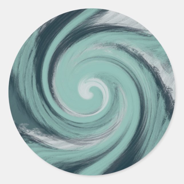 Sea Blue Green Ocean Storm Spiral Wave Runder Aufkleber (Vorderseite)