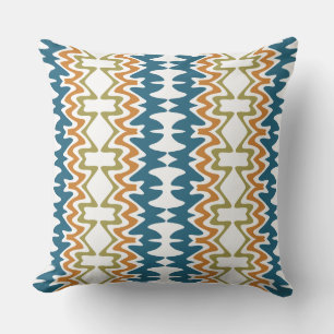 Sea Blue Pumpkin Orange Olive Green Patches Kissen