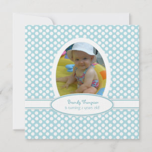 Sea Blue und White Polka Dot Party Einladung