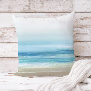 Sea Blue Watercolor Beach Waves Küste Kissen