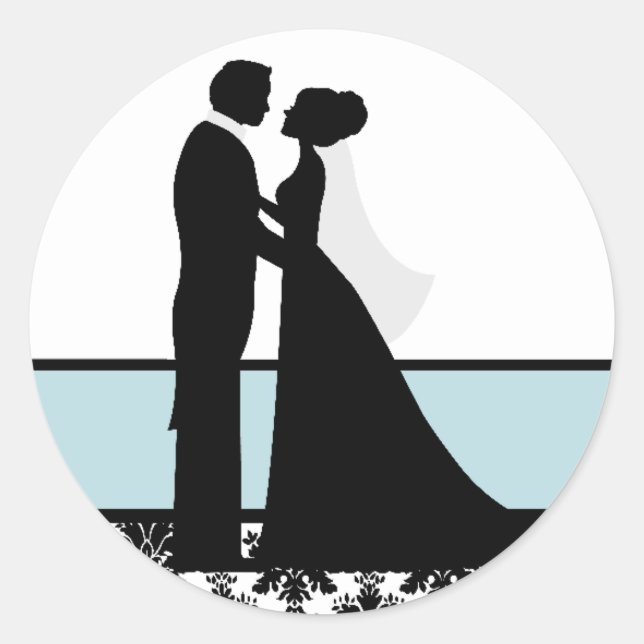 Sea Blue Wedple Siegel Runder Aufkleber (Vorderseite)