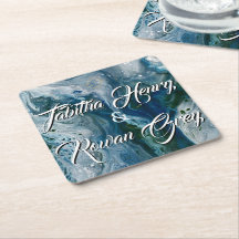 Sea Blues Alcohol-Tinte-Malerei Elegante Hochzeit