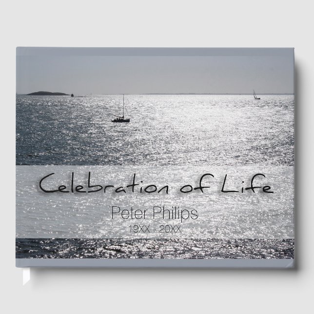 Sea Boat Celebration of Life Funeral Guest Book Gästebuch (Vorderseite)